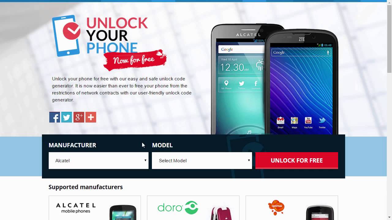 Free down load unlock code for alcatel one touch